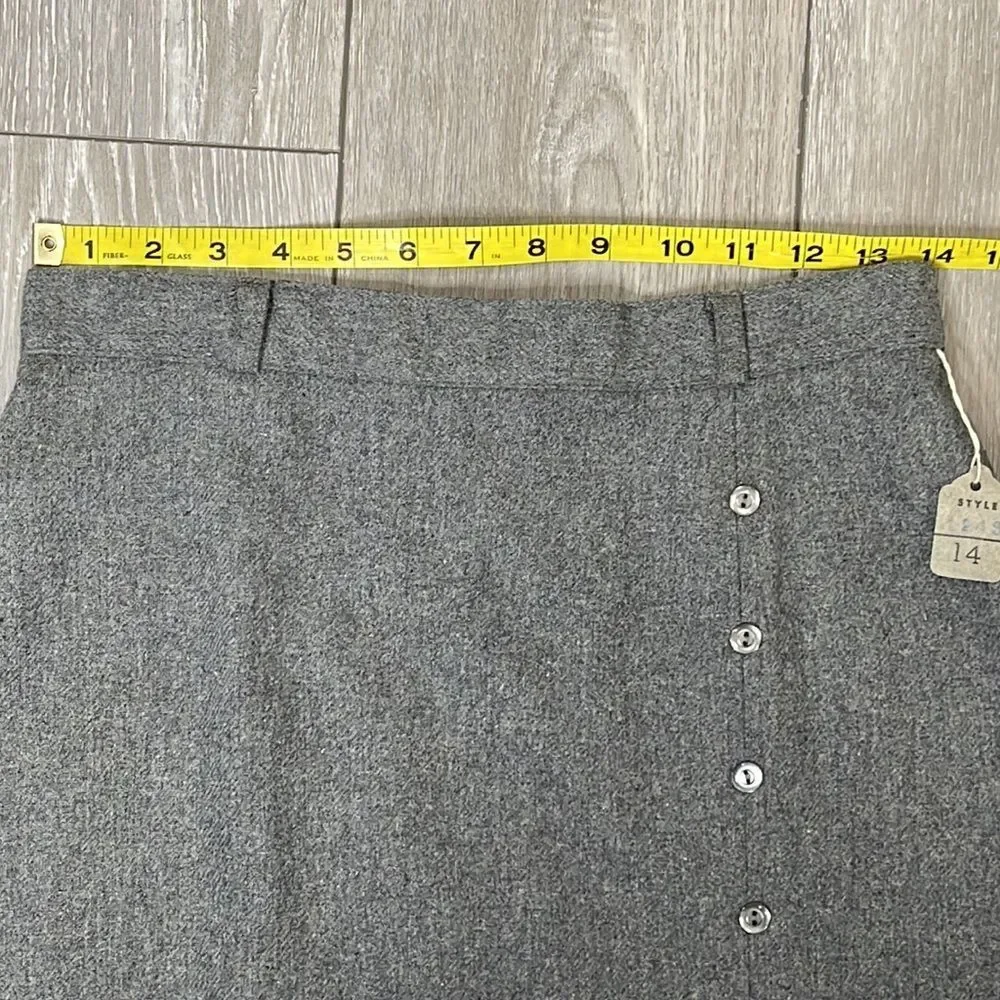 Vintage Gray Wool Blend A Line Skirt_5